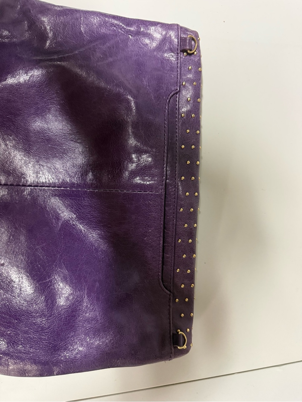 Vintage HOBO Purple Leather Studded Women's Bag - Picture 11 of 13